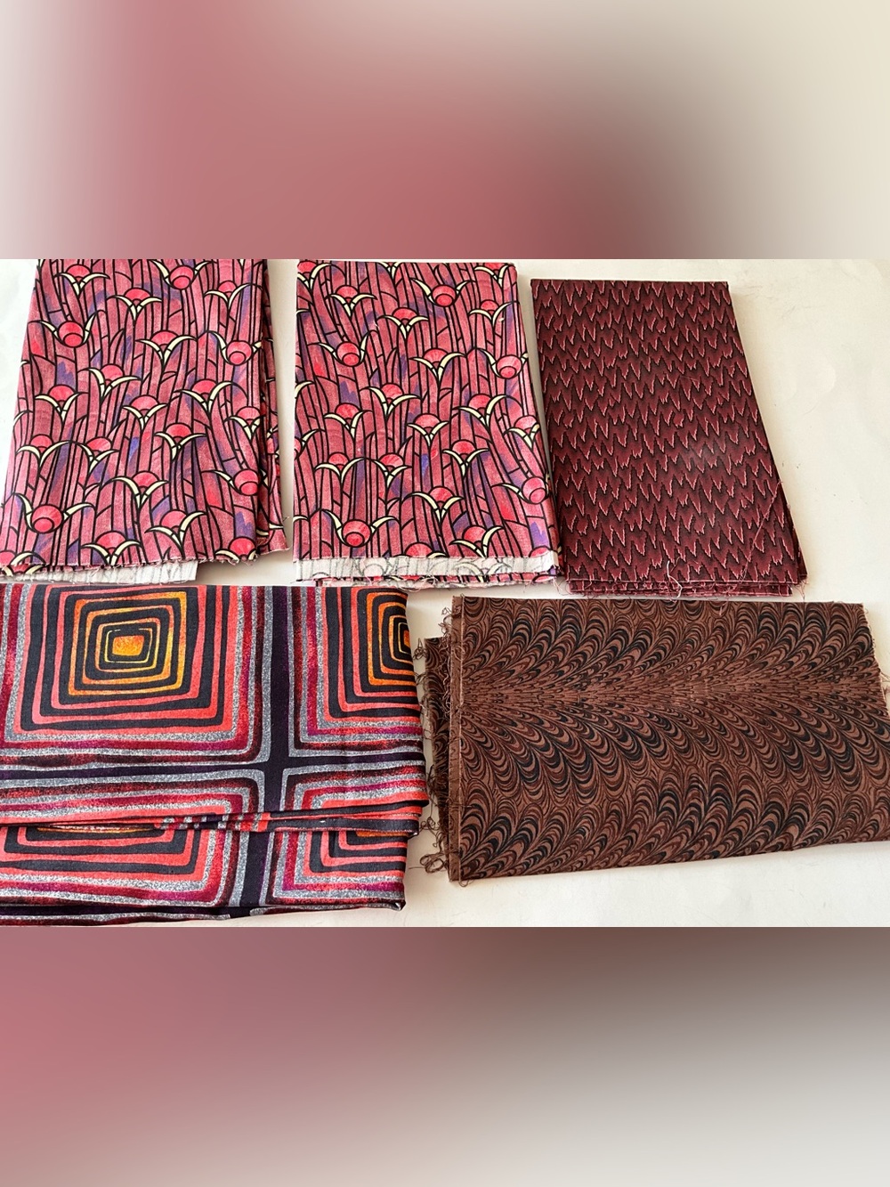 Quilting Sewing Crafts Fabric Lot RJR Fashion Cotton Geometric Red Black Pink